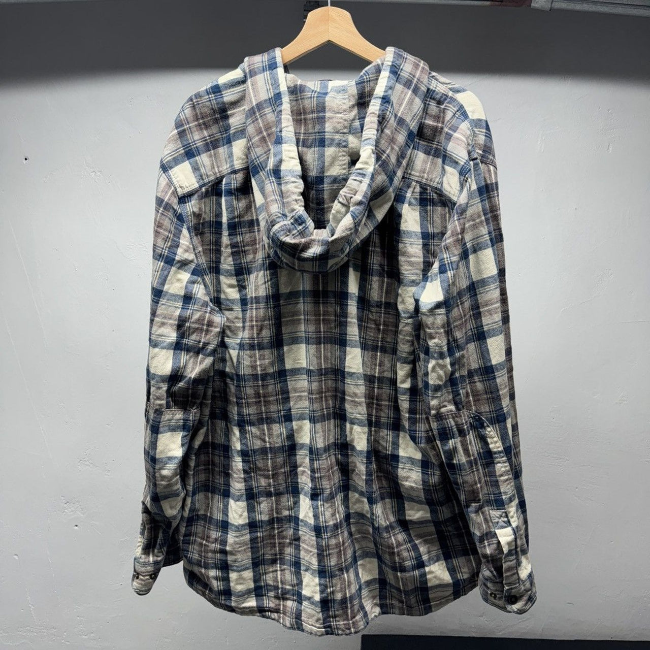 2000s LL Bean Hooded Plaid Flannel Shirt Jacket