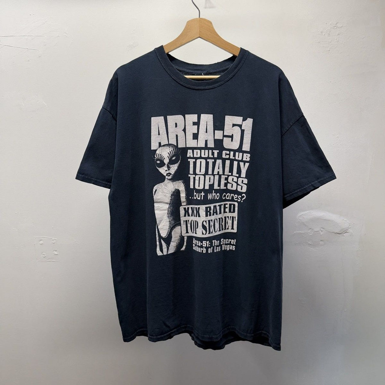Vintage 2000s Faded Area 51 Alien Strip Club Tee