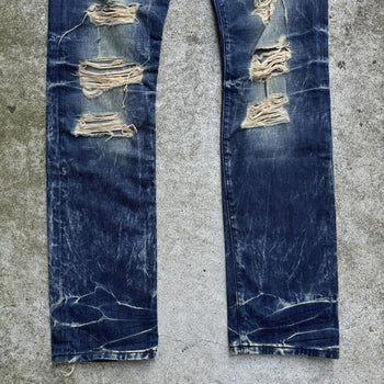 ROBIN'S JEANS STUDDED FLAP DISTRESSED WASHED DENIM JEANS