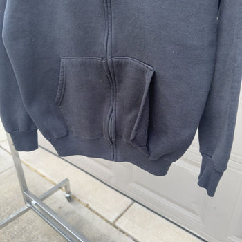 1990s/ 2000s Faded Black Zip Up Russell Hoodie