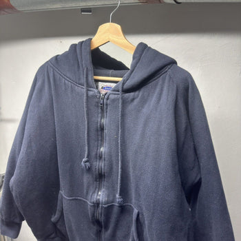 1990s Heavyweight Boxy Wide Fit Quilted Lined Zip Up Hoodie