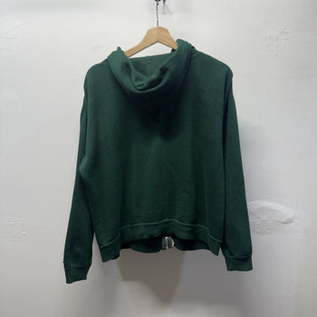 Vintage 1980s Made in USA Faded Distressed Blank Green Zip Hoodie