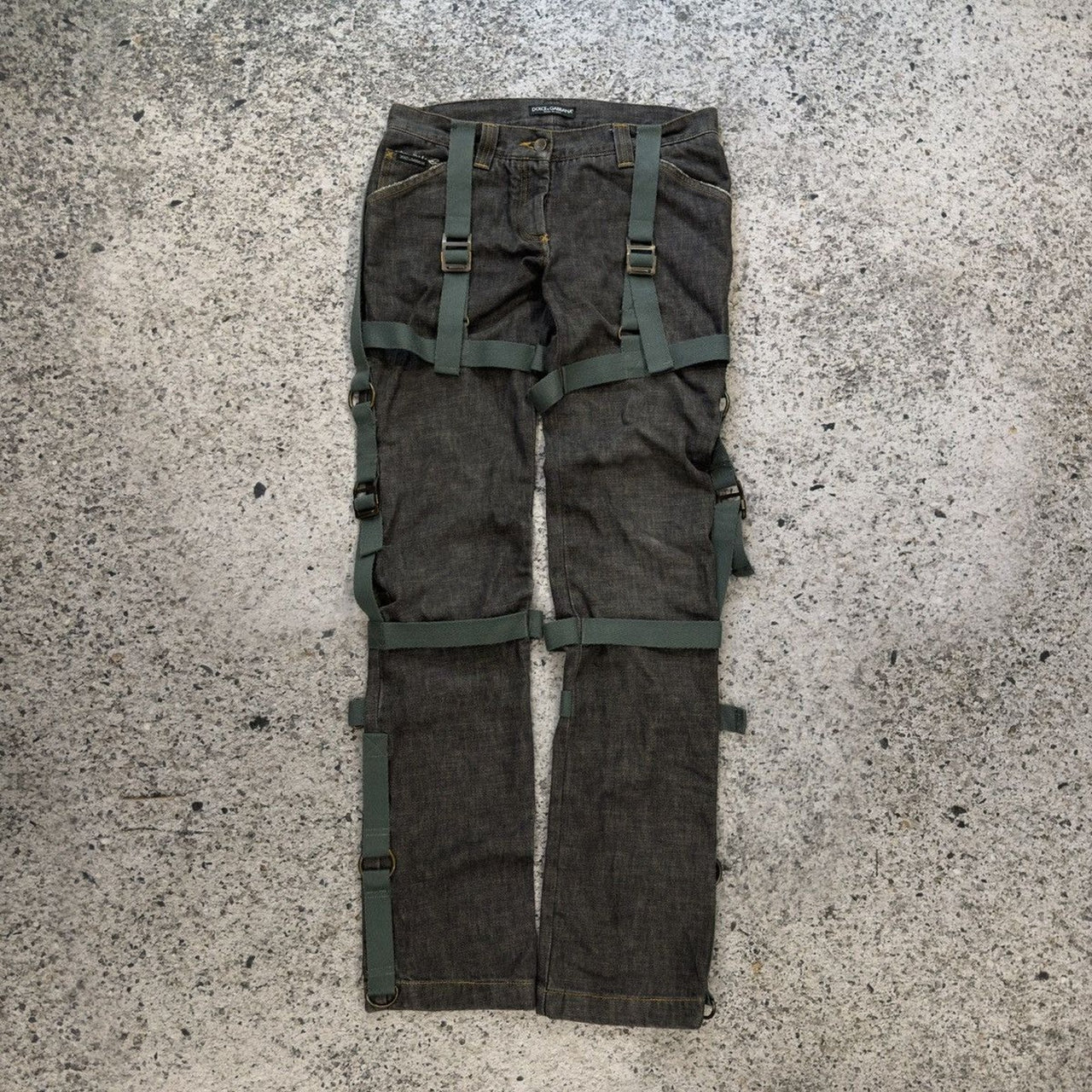 2003 Dolce & Gabbana AW03 Runway Bondage Parachute Denim Grey