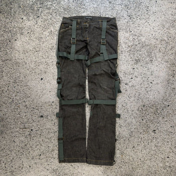 2003 Dolce & Gabbana AW03 Runway Bondage Parachute Denim Grey