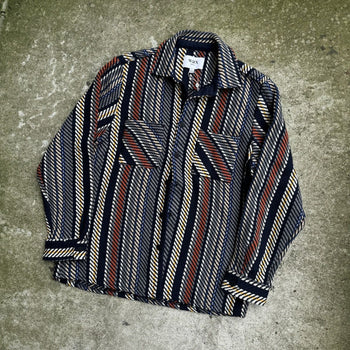 WAX LONDON VERTICAL STRIPE WHITING OVERSHIRT