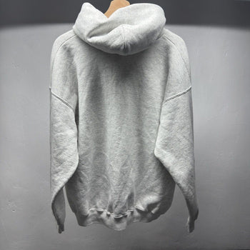 1990s Faded Blank Grey Distressed Cut Hoodie