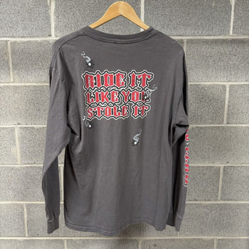 2000s Faded Biker Smoke Gun Flame Longsleeve Tee