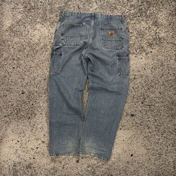 Pantalones vaqueros Carhartt de doble rodilla de la década de 1990, desgastados y desgastados