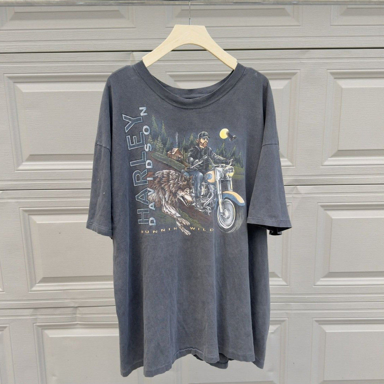 1990s Harley Davidson Running Wild Thrashed Faded Tee
