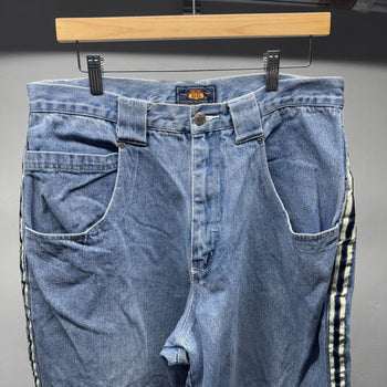 1990s Y2K Baggy Wide Leg Striped Denim Jeans