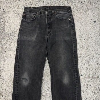 1990s LEVI'S 501 BLACK FADED THRASHED DENIM JEANS