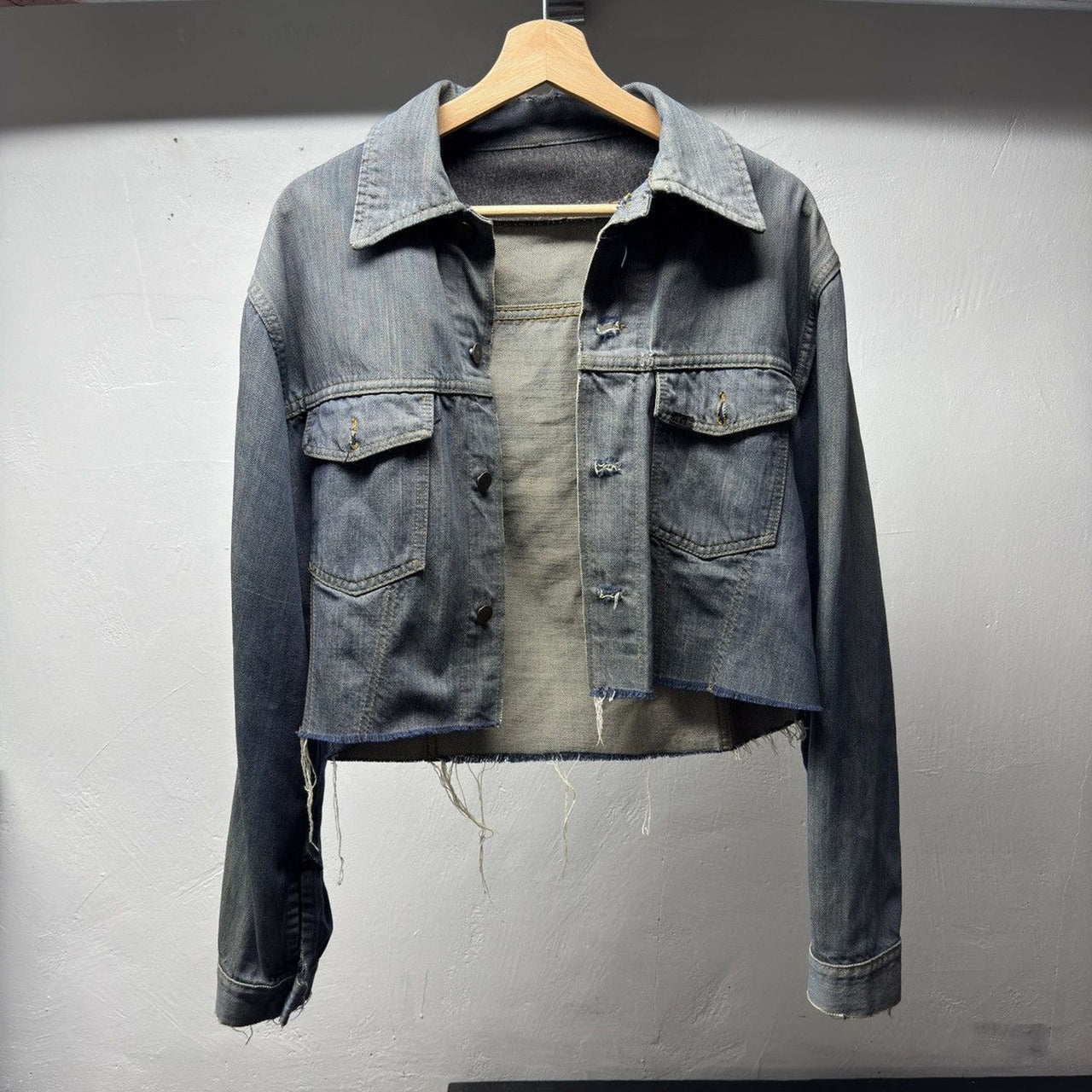 1960s 1970s Sears Thrashed Distressed Selvedge Denim Trucker Jacket