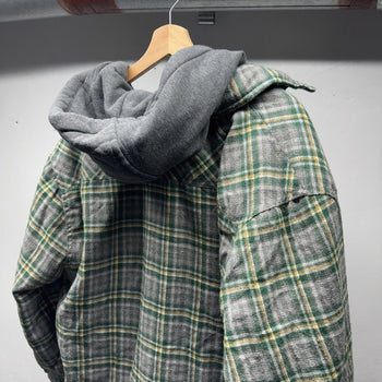 2000s Faded Hooded Flannel Zip Up Jacket