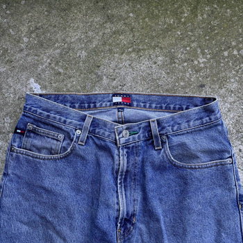 1990S Y2K TOMMY JEANS BAGGY FADED BLUE DENIM JEANS