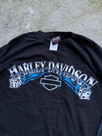 2000S HARLEY DICE CLOWN BLUE FLAME LONGSLEEVE TEE