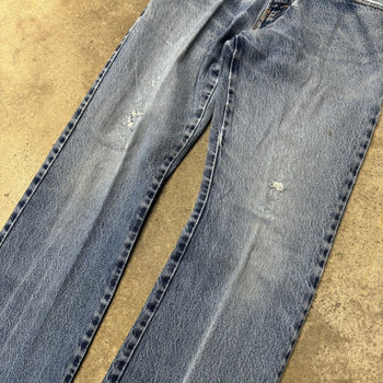 2000S THRASHED FADED LEVI’S 517 BOOT CUT DENIM JEANS