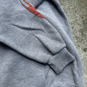 2000S HARLEY DAVIDSON FADED GREY FLAME ZIP UP HOODIE