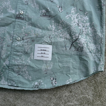 THOM BROWN GREEN COTTON POPLIN TOILE SHIRT