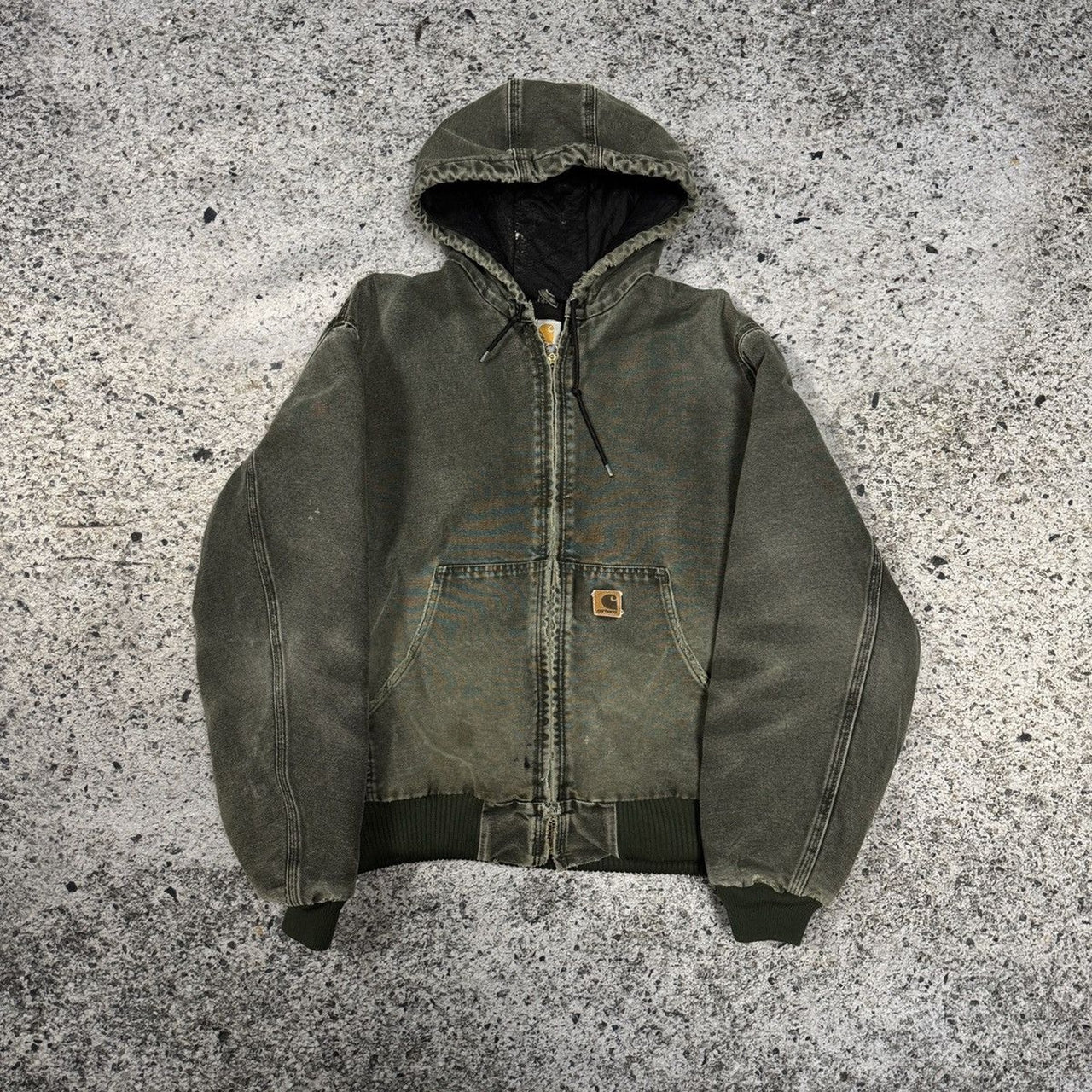 2000s CARHARTT THRASHED FADED HOODED WORK JACKET