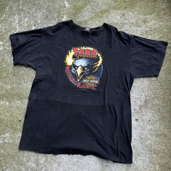 2000s HARLEY DAVIDSON MILLENIUM EAGLE FLAME TEE XL