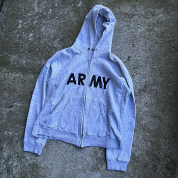 1990s CHAMPION FADED THRASHED ARMY ZIP UP HOODIE