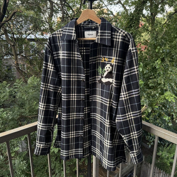 Doublet Puppet Animal Panda Plaid Flannel Shirt