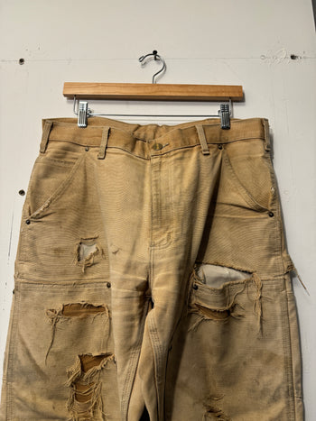 2000S THRASHED CARHARTT DOUBLE KNEE CARPENTER PANTS TAN