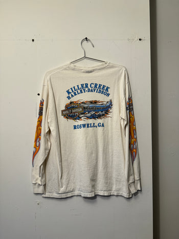 2000s HARLEY DAVIDSON FLAME LOGO FADED THRASHED LONGSLEEVE