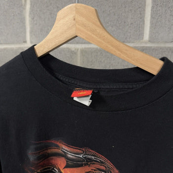 2000s Skull Dragon Flame Biker Longsleeve Tee