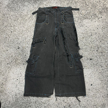 1990s 2000s Y2K TRIPP NYC THRASHED FADED BONDAGE RAVER PANTS