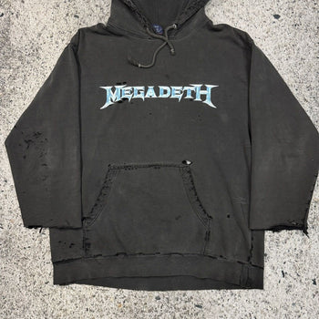 2000s MEGADETH THRASHED FADED METAL BAND HOODIE