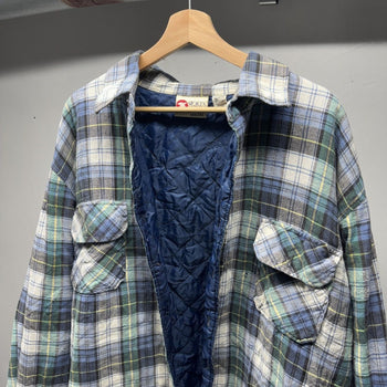 2000s Thrashed Distressed Plaid Grunge Flannel Shirt Jacket