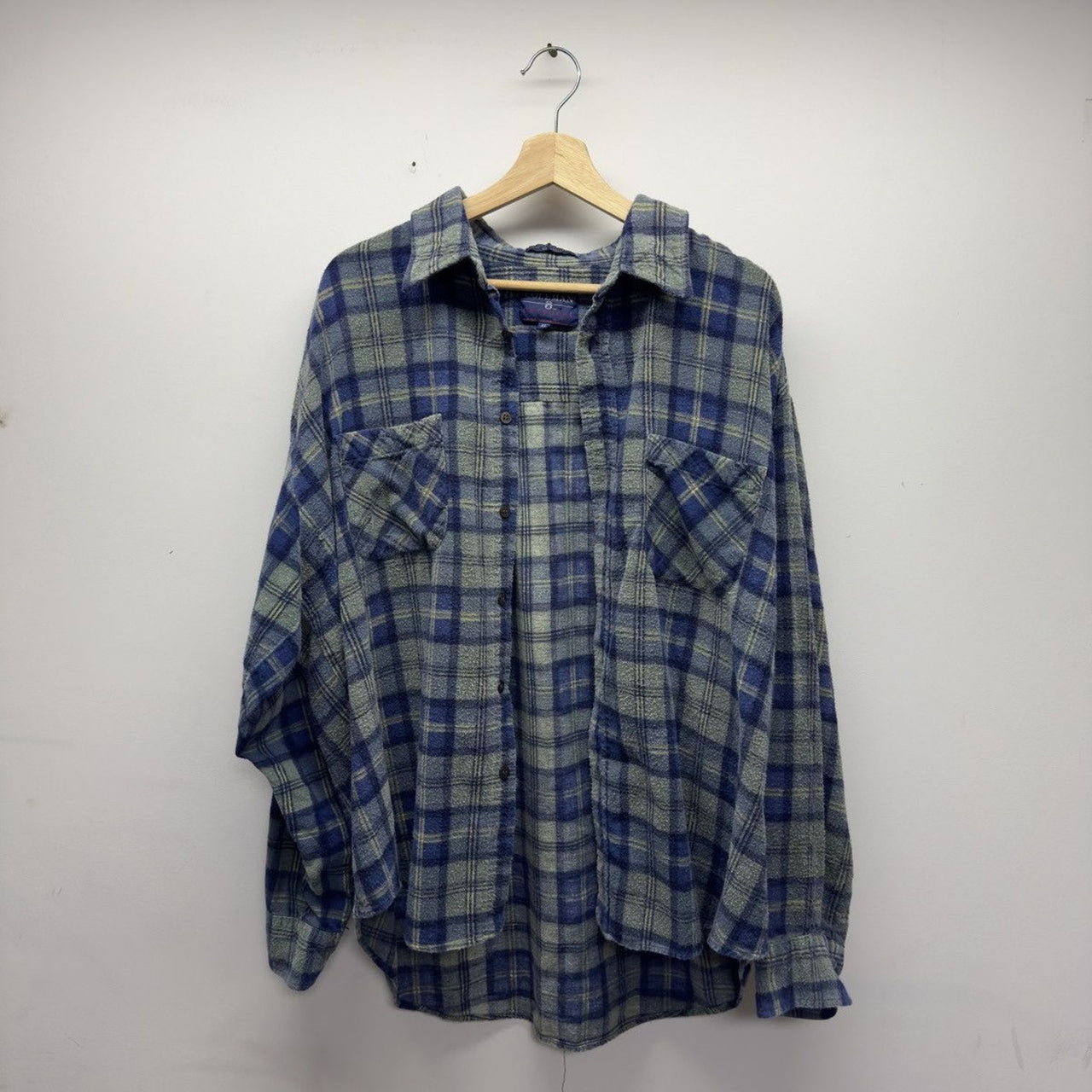 Vintage 1990s Faded Plaid Flannel Shirt