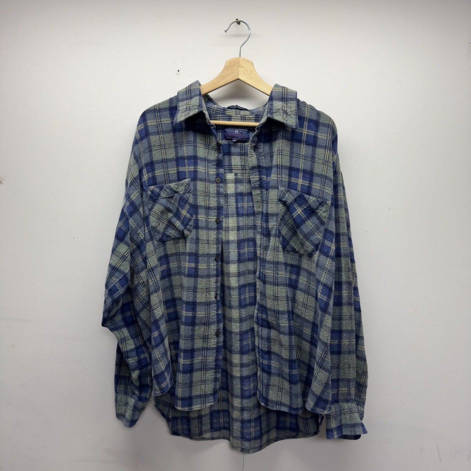 Vintage 1990s Faded Plaid Flannel Shirt