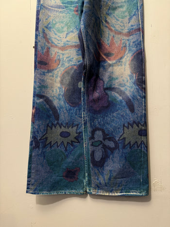 OUR LEGACY THIRD CUT DIGITAL CHALK PRINT FLOWER HANK GRUNER DENIM JEANS