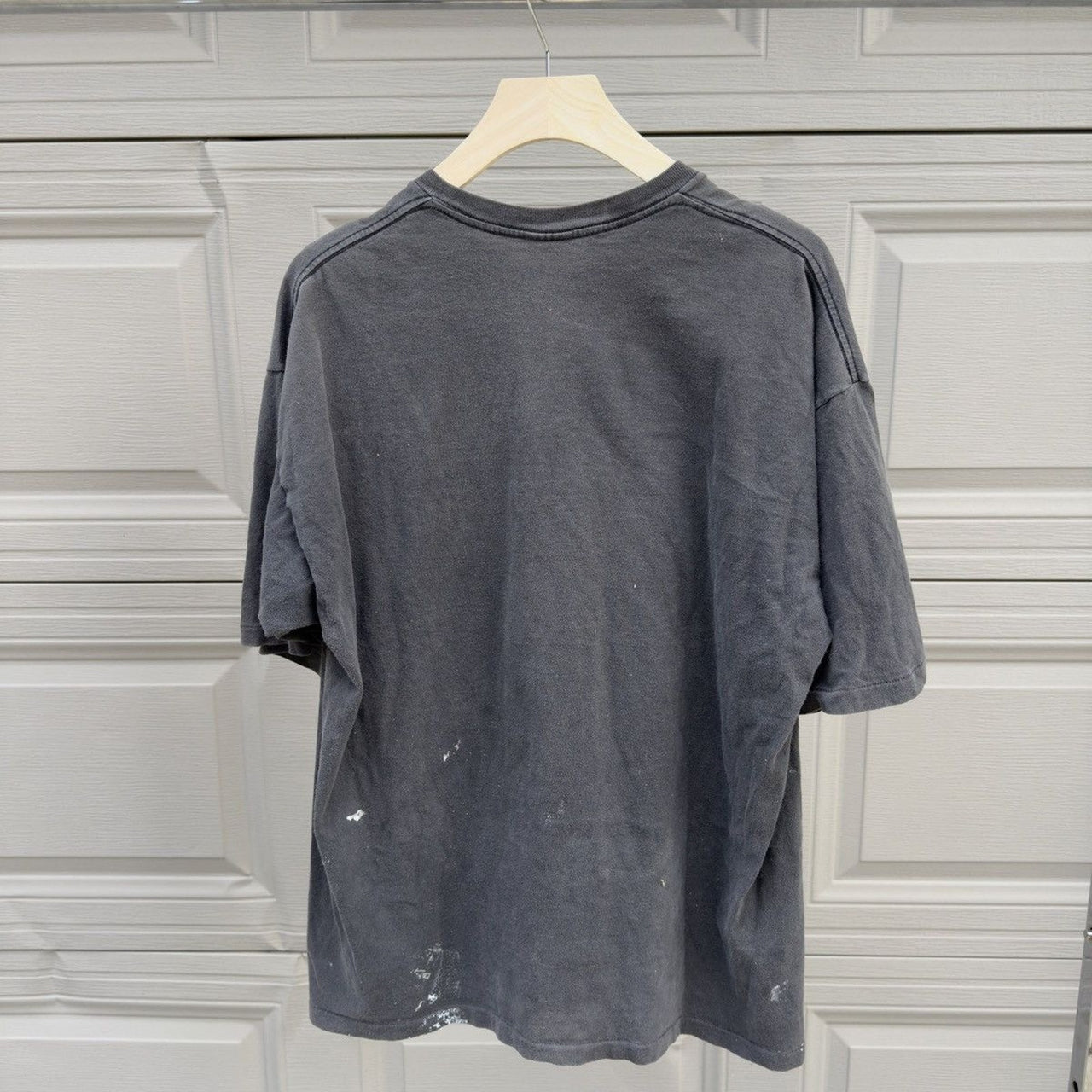 1990s Faded Black Thrashed Stained Painted Pocket Tee