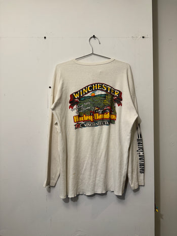 1980s HARLEY DAVIDSON THRASHED FADED LONGSLEEVE THERMAL TEE