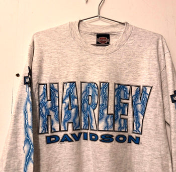 1990s HARLEY DAVIDSON LIGHTNING LOGO LONGSLEEVE TEE