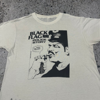 1980s THRASHED BLACK FLAG 4 POLICE STORY TEE