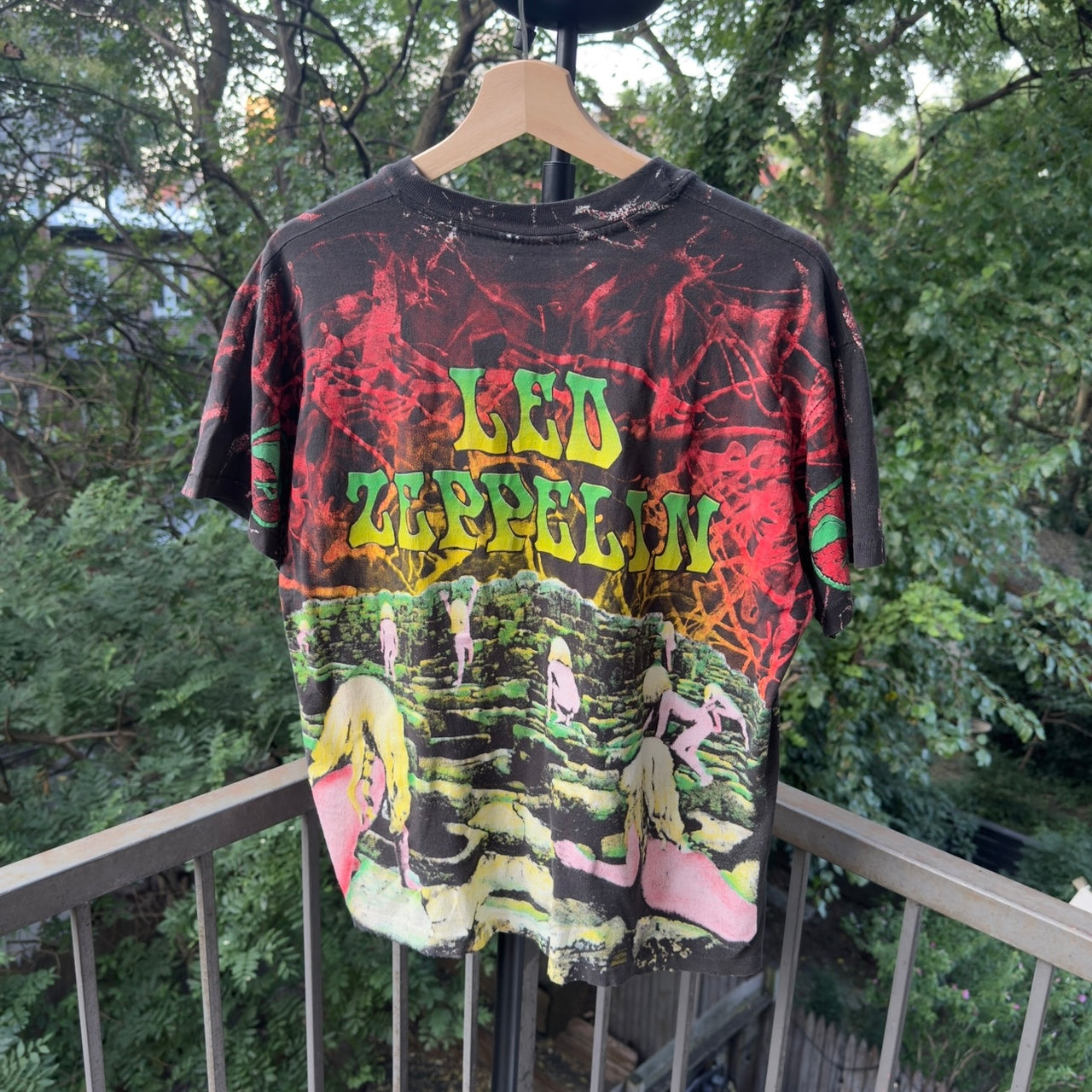 1990s Led Zeppelin Houses of Holy Thrashed AOP Band Tee