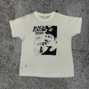 1980s THRASHED BLACK FLAG 4 POLICE STORY TEE