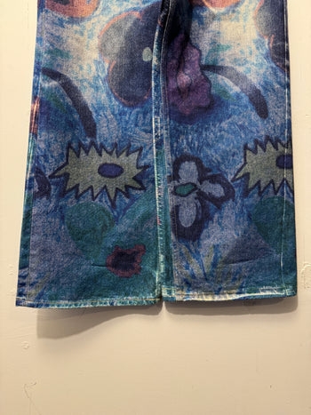 OUR LEGACY THIRD CUT DIGITAL CHALK PRINT FLOWER HANK GRUNER DENIM JEANS