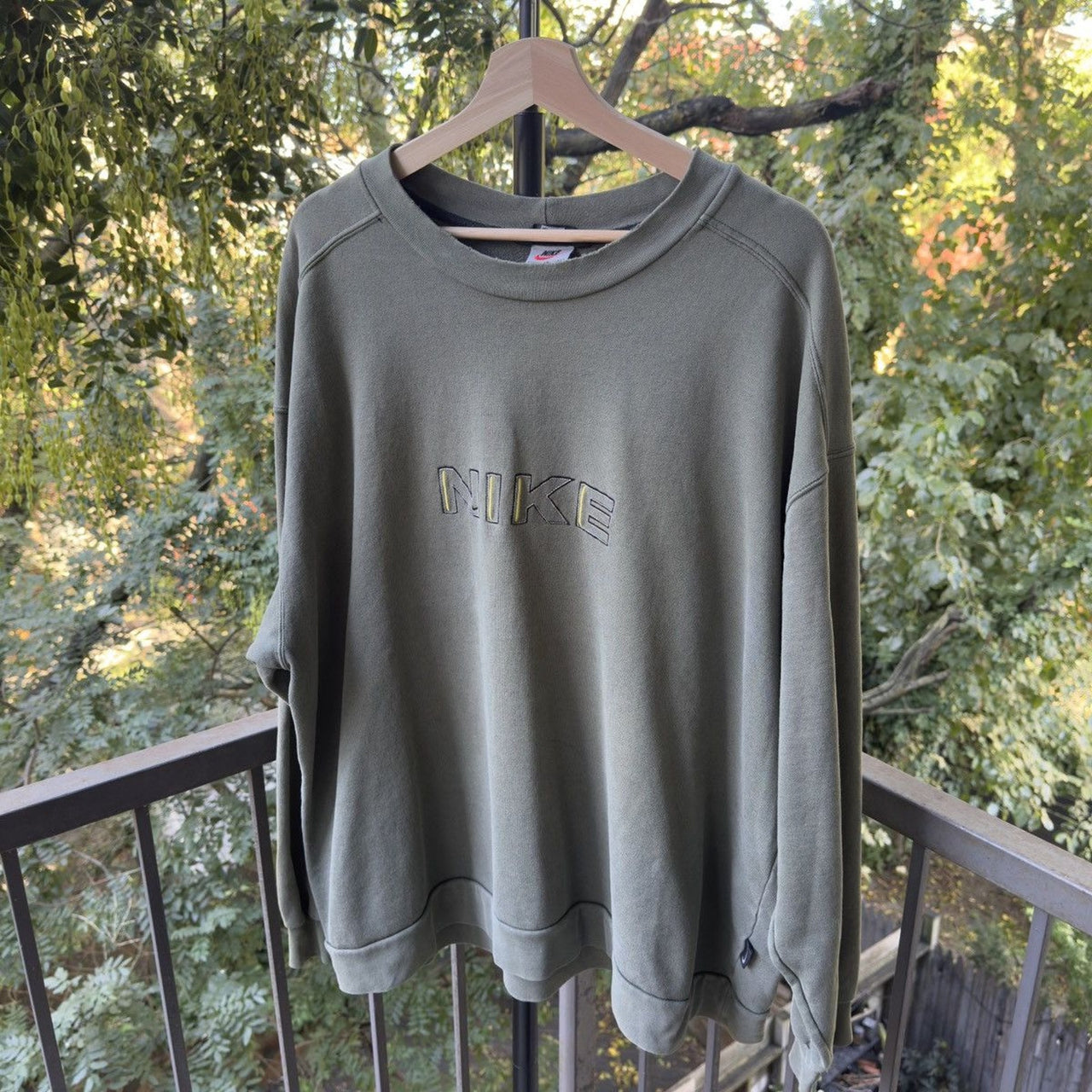 1990s Nike Thrashed Faded Green Logo Sweatshirt