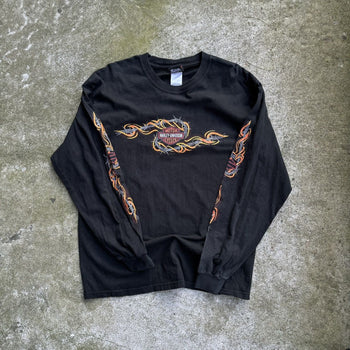 2000S HARLEY DAVIDSON WIRE FLAMES LOGO LONGSLEEVE TEE