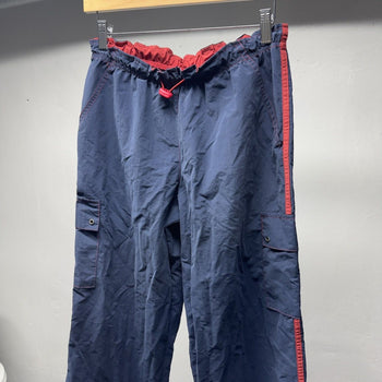 2000s Navy Blue Red Nylon Cargo Track Pants