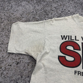 Camiseta desgastada y desgastada de los años 90 "Trabajaré por sexo"