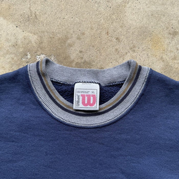 1990s WILSON ATHELTICS FADED BLUE LOGO CREWNECK