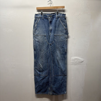 Vintage 1990s Made in USA Carhartt Faded Denim Double Knee Carpenter Pants