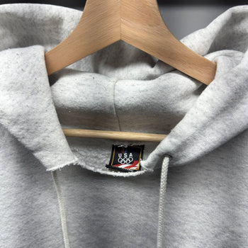 1990s Faded Blank Grey Distressed Cut Hoodie
