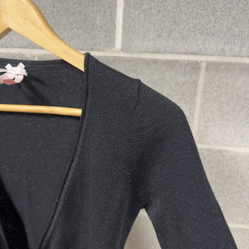 1990s Women's Metallic Cropped Tie Longsleeve Blouse Sweater